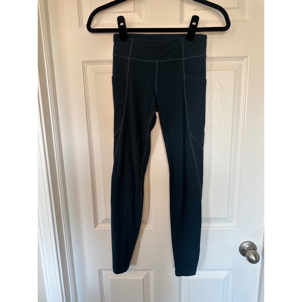 Athleta Girl Stash Your Treasures Leggings Teal Green Pockets Kids Large 12